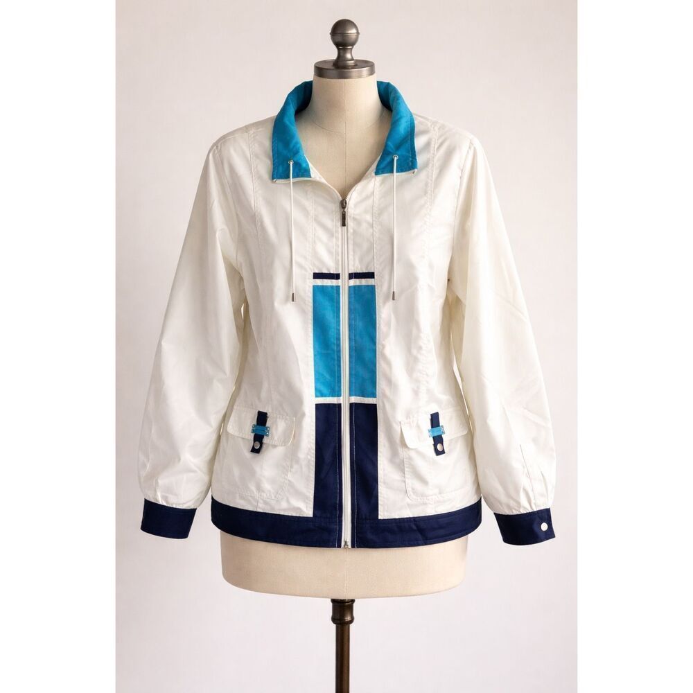 BonWorth Womens Windbreaker Jacket Retro Sporty Coastal Athleisure Size Medium